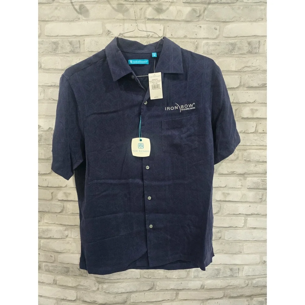 Tori Richard M‎ Geometric Breeze Block Midnight Blue Hawaiian/Aloha NWT Logo